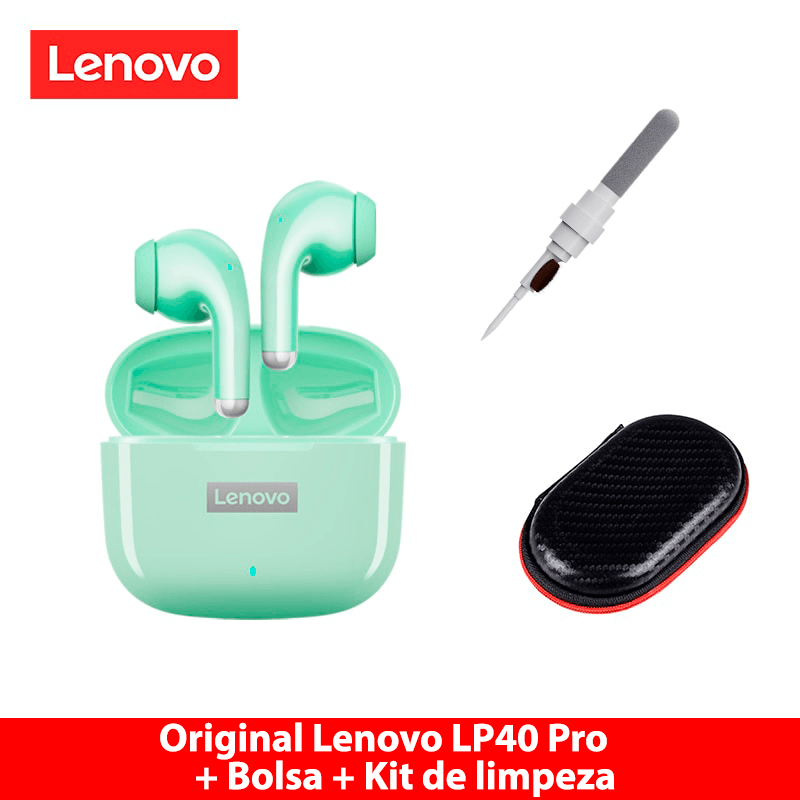 Fone de ouvido sem fio TWS via bluetooth Lenovo LP40 Pro + bolsa de proteção e kit de limpeza - Rede Canan