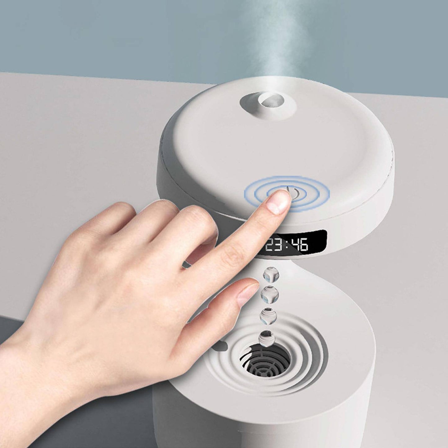 Umidificador de ar antigravidade com efeito de gotas de água levitando e entrada USB (800ml) Rede Canan