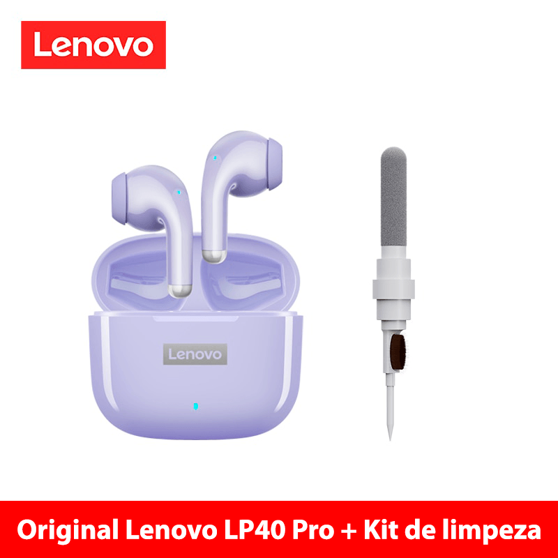 Fone de ouvido sem fio TWS via bluetooth Lenovo LP40 Pro + bolsa de proteção e kit de limpeza - Rede Canan
