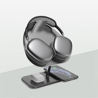 Suporte para fone de ouvido headset com carregador sem fio e por indução 2 em 1 Rede Canan