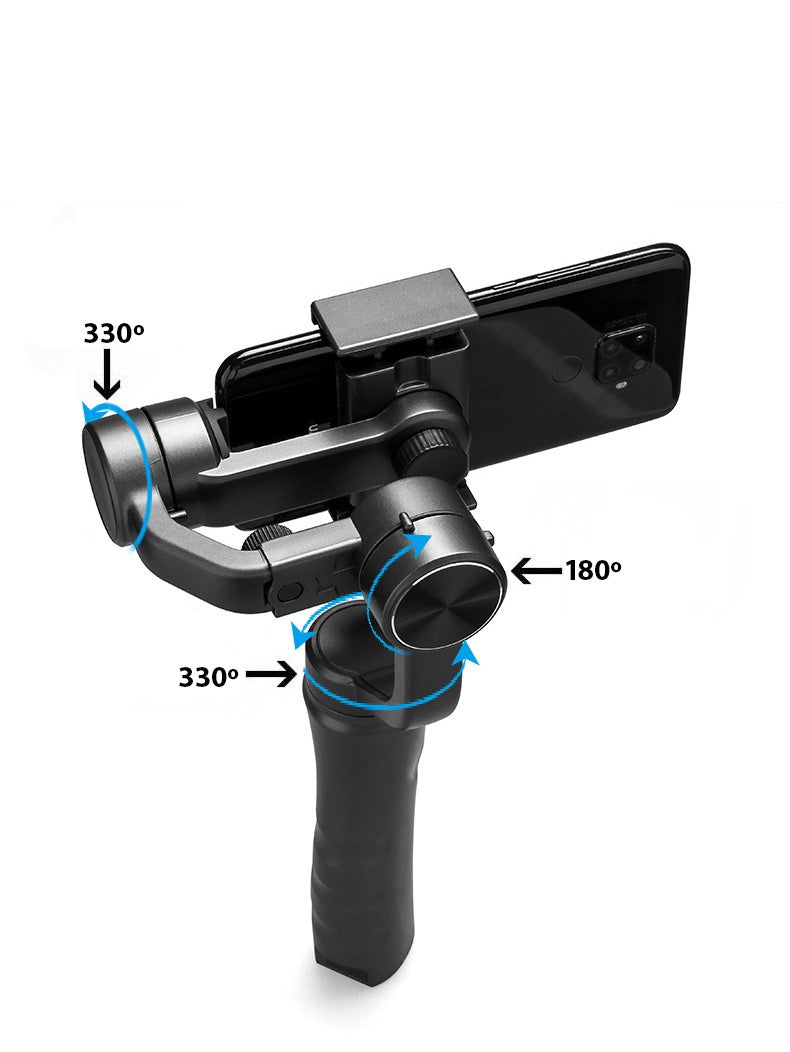 Suporte estabilizador para telefone celular com controle acoplado, base rosquiável para tripé e com ajuste do ângulo e rotação de até 330º Rede Canan