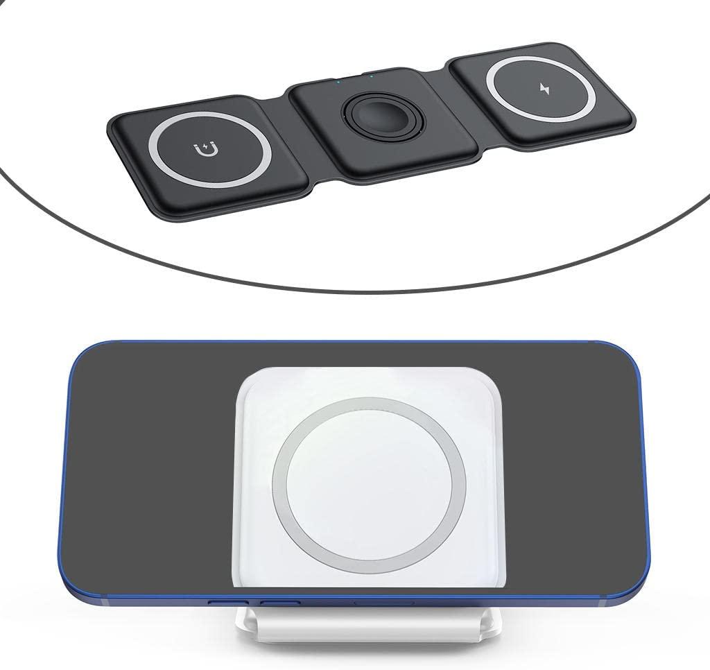 Carregador portátil sem fio dobrável 3 em 1 (compatível com iPhones MagSafes) - Rede Canan
