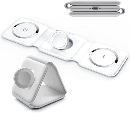 Carregador portátil sem fio dobrável 3 em 1 (compatível com iPhones MagSafes) - Rede Canan
