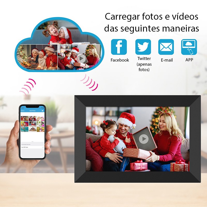 Porta-retrato digital para residências, escritórios, restaurantes e estabelecimentos comerciais Rede Canan