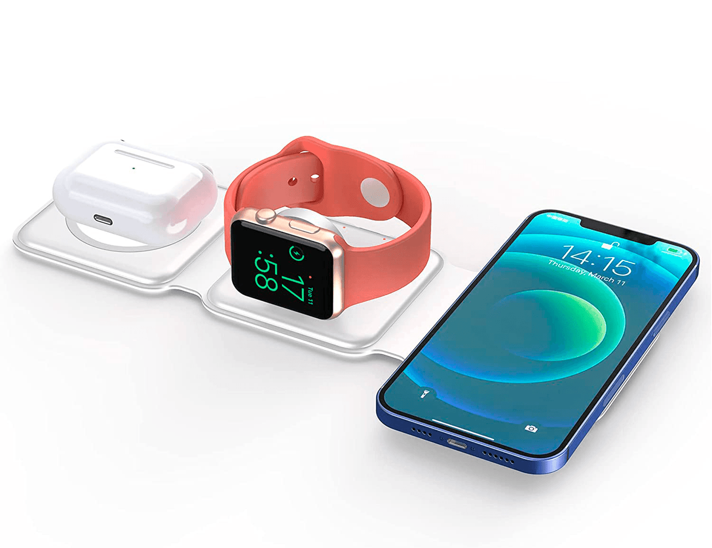 Carregador portátil sem fio dobrável 3 em 1 (compatível com iPhones MagSafes) - Rede Canan