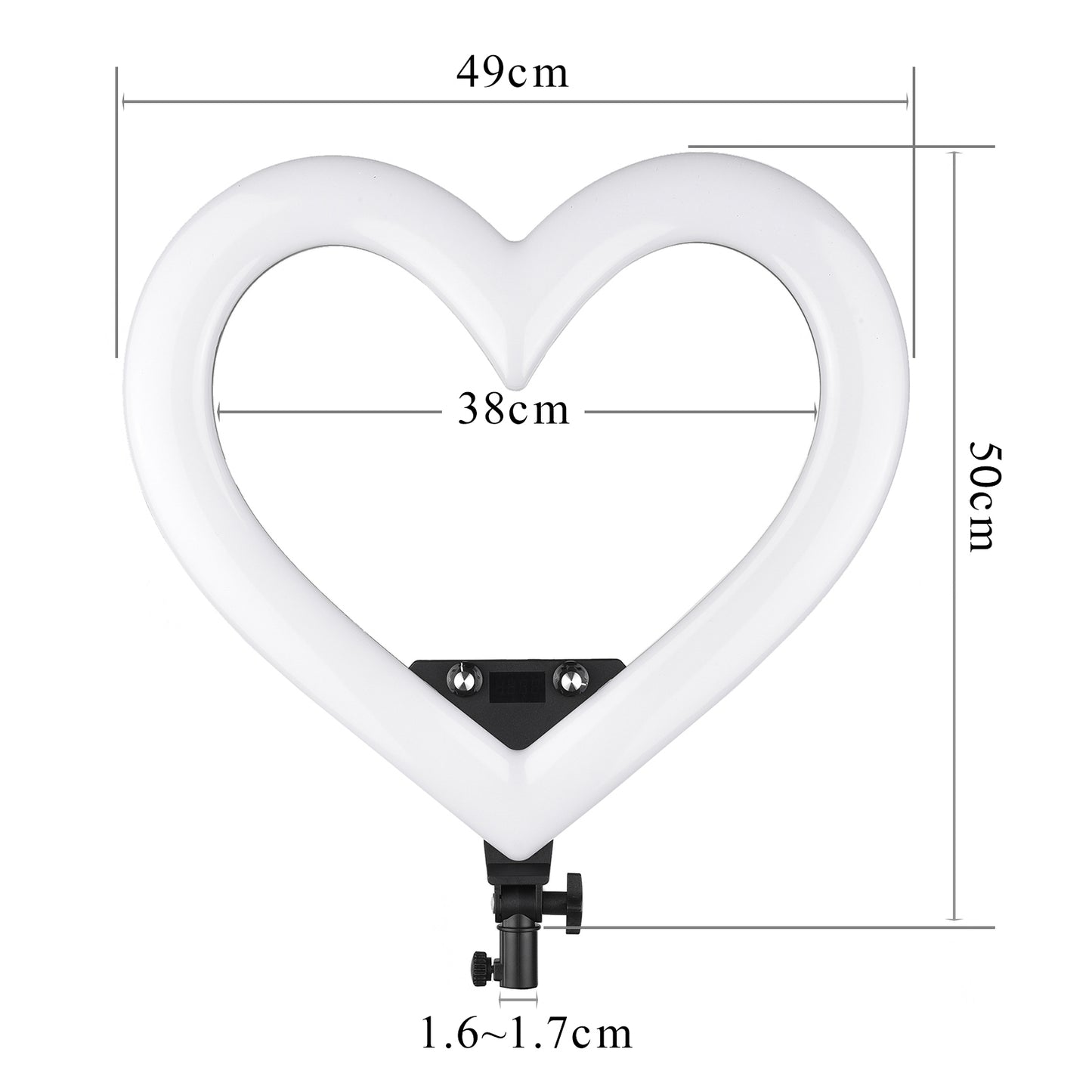 Ring light com formato em coração com tripé ajustável, várias cores e 3 suportes para celular Rede Canan