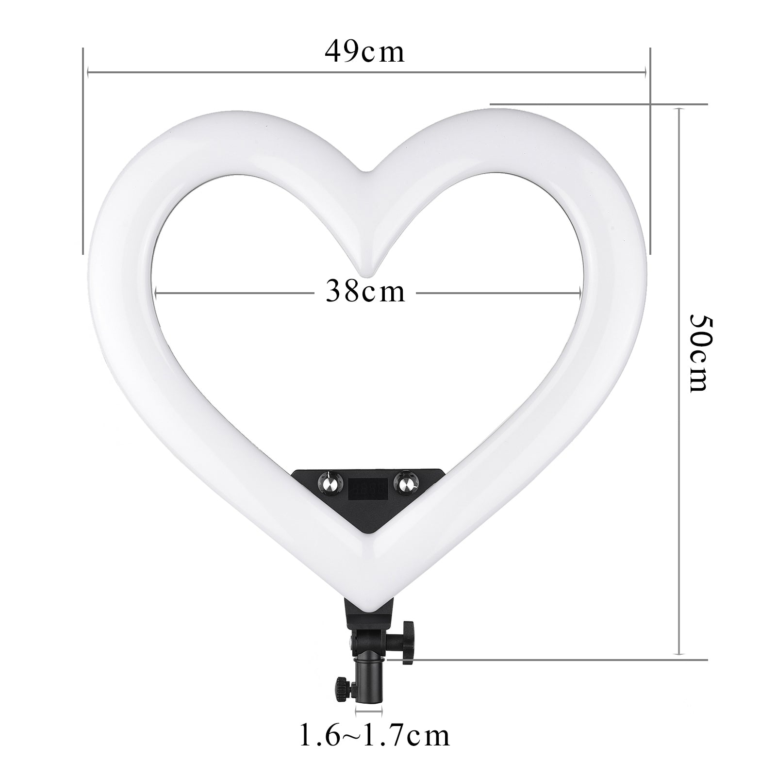Ring light com formato em coração com tripé ajustável, várias cores e 3 suportes para celular Rede Canan