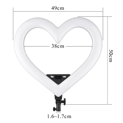 Ring light com formato em coração com tripé ajustável, várias cores e 3 suportes para celular Rede Canan