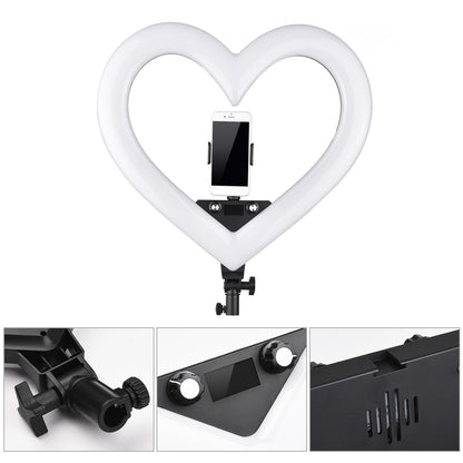 Ring light com formato em coração com tripé ajustável, várias cores e 3 suportes para celular Rede Canan