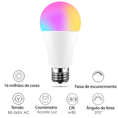 Lâmpada inteligente wi-fi com diversas cores e compatível com Amazon Alexa Echo e assistente inicial do Google - Rede Canan