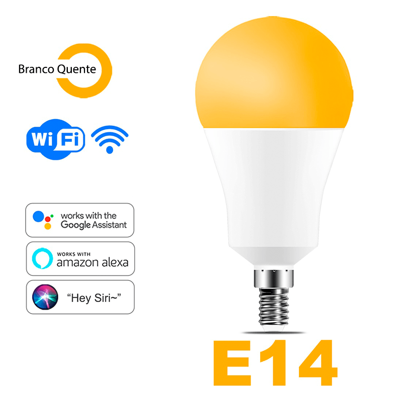 Lâmpada inteligente wi-fi com diversas cores e compatível com Amazon Alexa Echo e assistente inicial do Google - Rede Canan