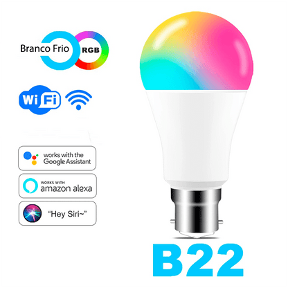 Lâmpada inteligente wi-fi com diversas cores e compatível com Amazon Alexa Echo e assistente inicial do Google - Rede Canan
