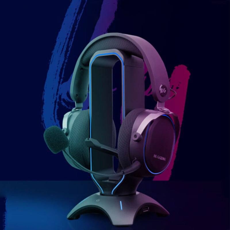 Suporte para fone de ouvido headset com luzes RGB (modelo 2) Rede Canan