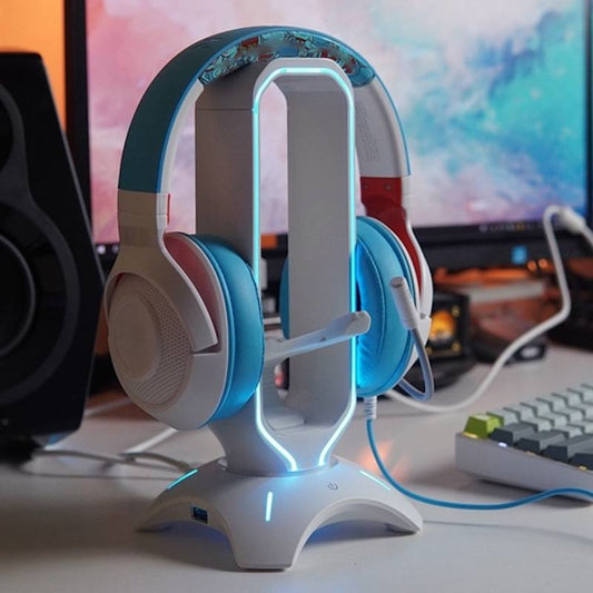 Suporte para fone de ouvido headset com luzes RGB (modelo 2) Rede Canan