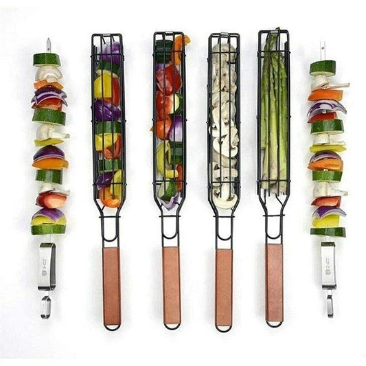 Cesta de aperitivos inox antiaderente para grelhar em churrasqueira - Rede Canan