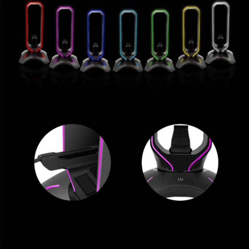 Suporte para fone de ouvido headset com luzes RGB (modelo 2) Rede Canan