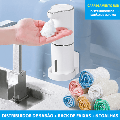 Dispenser de espuma de sabão automático com sensor infravermelho e carregamento USB - Rede Canan