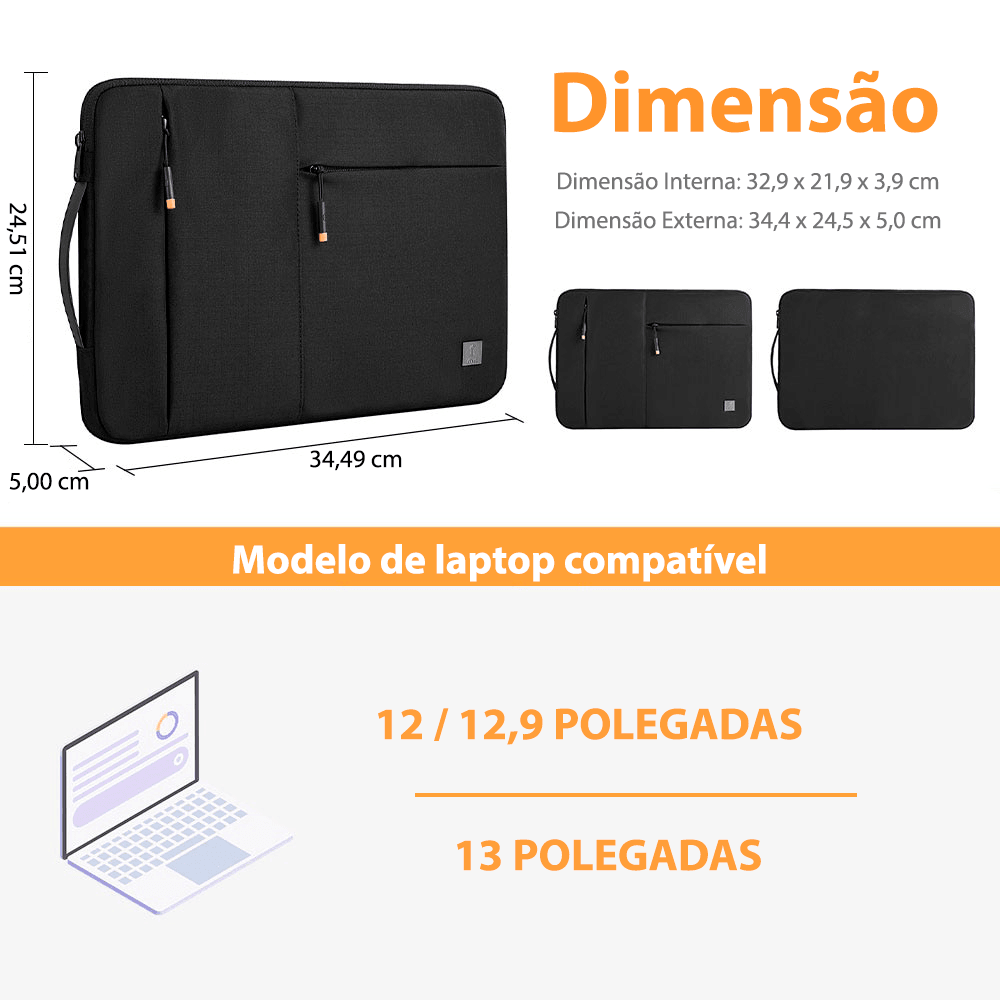 Pasta WIWU à prova d’água para notebook 13/14/15,6/16 polegadas - Rede Canan