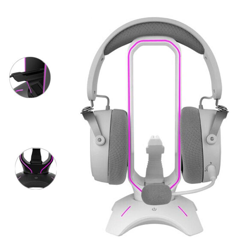 Suporte para fone de ouvido headset com luzes RGB (modelo 2) Rede Canan