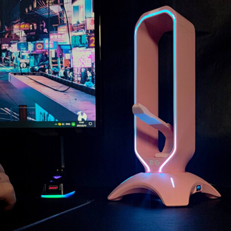 Suporte para fone de ouvido headset com luzes RGB (modelo 2) Rede Canan