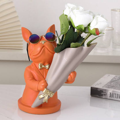 Porta-rosas cachorro buldogue Rede Canan