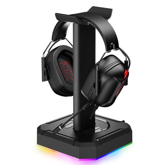 Suporte para fone de ouvido headset com luzes RGB (modelo 1) Rede Canan