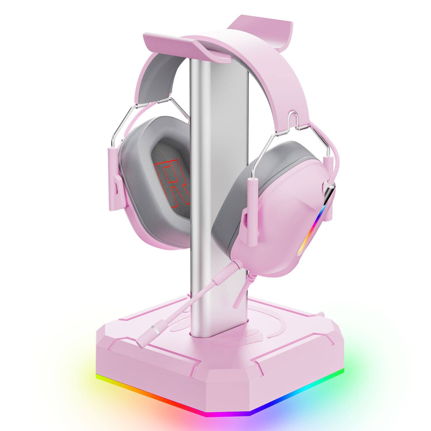 Suporte para fone de ouvido headset com luzes RGB (modelo 1) Rede Canan