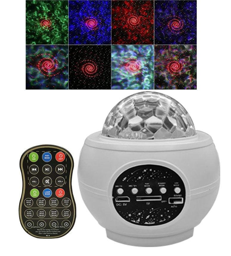 Projetor de luz céu estrelado/galáxia com caixa de som via bluetooth ou cartão - Rede Canan