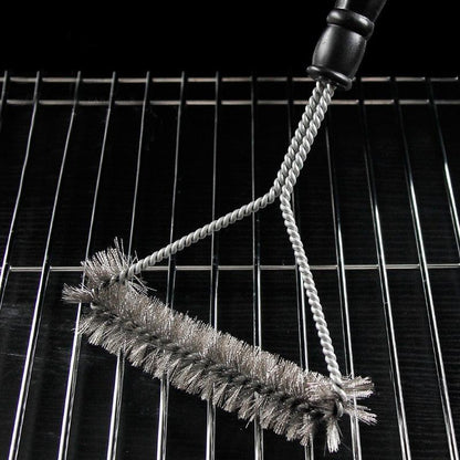Escova para limpeza de gelha e churrasqueira com cerdas de aço inox antiaderente - Rede Canan
