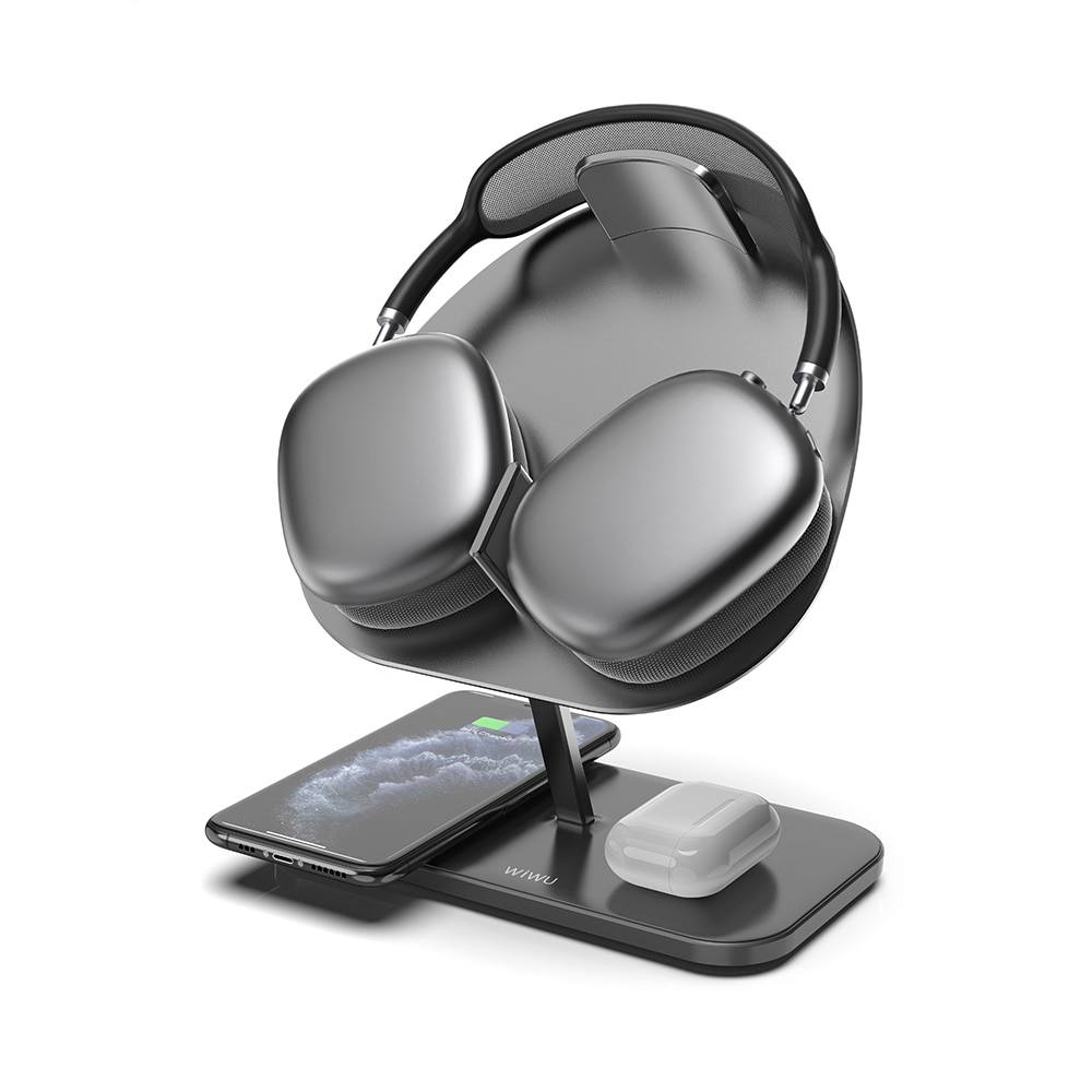 Suporte para fone de ouvido headset com carregador sem fio e por indução 2 em 1 Rede Canan