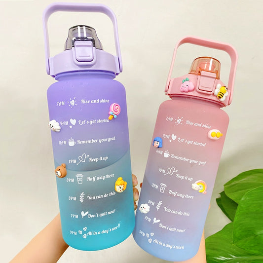 Garrafa de água colorida TikTok com adesivos/figurinhas 3D 2000ml Rede Canan