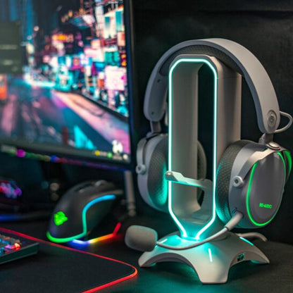 Suporte para fone de ouvido headset com luzes RGB (modelo 2) Rede Canan
