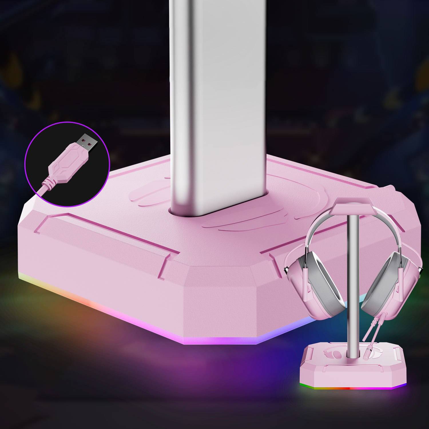 Suporte para fone de ouvido headset com luzes RGB (modelo 1) Rede Canan