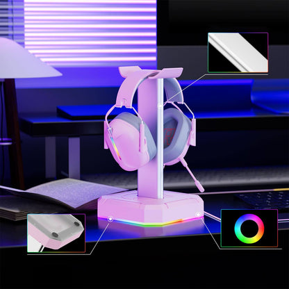 Suporte para fone de ouvido headset com luzes RGB (modelo 1) Rede Canan