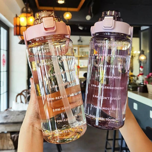 Garrafa de água transparente TikTok à prova de vazamento 2000ml Rede Canan
