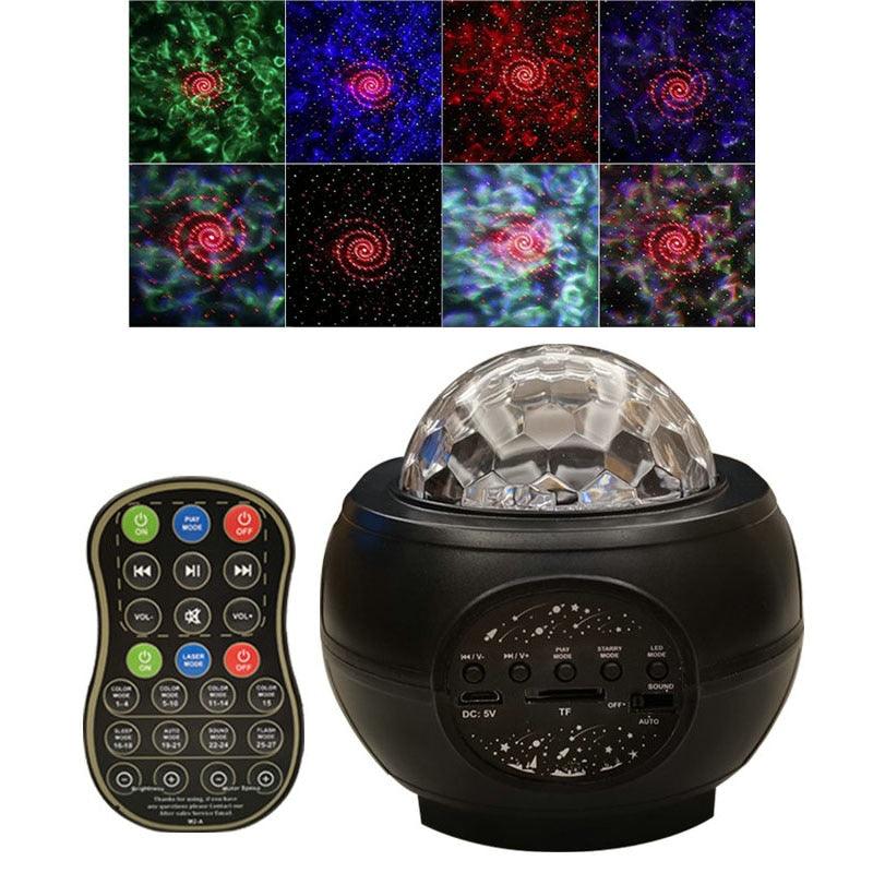 Projetor de luz céu estrelado/galáxia com caixa de som via bluetooth ou cartão - Rede Canan