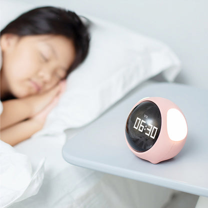 Relógio/despertador digital de mesa com luminária e expressão interativa pixel Rede Canan