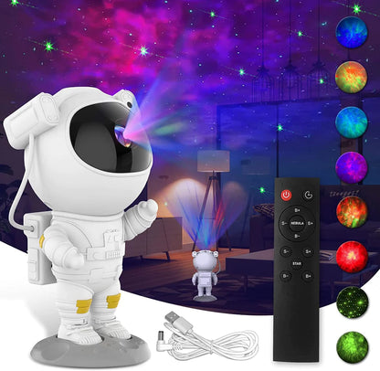 Projetor de luz céu estrelado/galáxia em formato de astronauta - Rede Canan