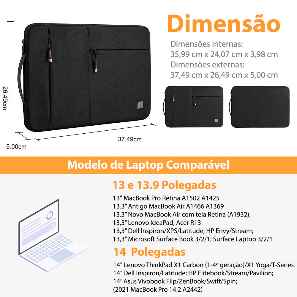 Pasta WIWU à prova d’água para notebook 13/14/15,6/16 polegadas - Rede Canan