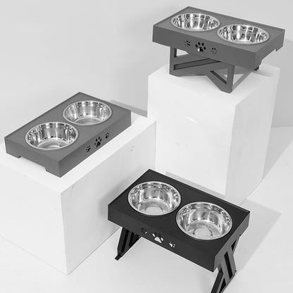 Mesa suporte com tigelas duplas e altura ajustável para pets Rede Canan