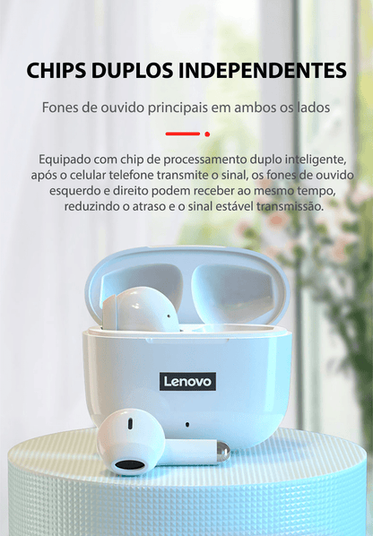 Fone de ouvido sem fio TWS via bluetooth Lenovo LP40 Pro + bolsa de proteção e kit de limpeza - Rede Canan