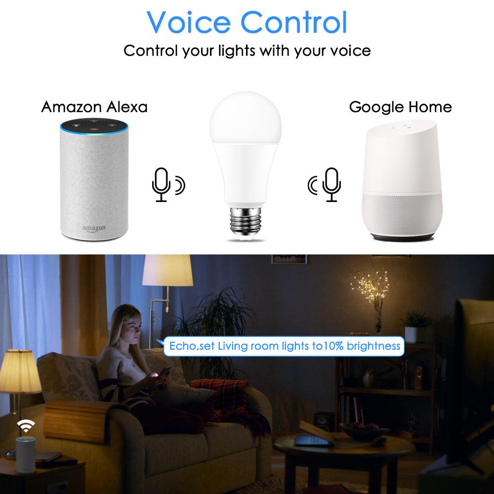 Lâmpada inteligente wi-fi com diversas cores e compatível com Amazon Alexa Echo e assistente inicial do Google - Rede Canan