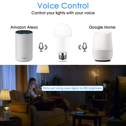 Lâmpada inteligente wi-fi com diversas cores e compatível com Amazon Alexa Echo e assistente inicial do Google - Rede Canan