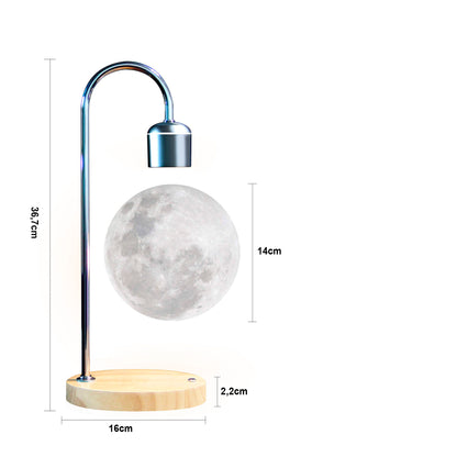 Luminária lua flutuante com levitação magnética e carregador sem fio e por indução acoplado para celular Rede Canan