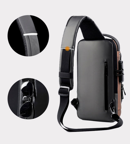 Mochila impermeável com entrada USB para carregamento de bateria de telefone celular e bloqueio/trava antifurto Rede Canan