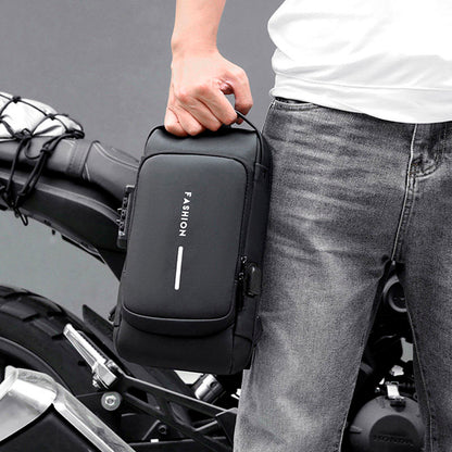 Mochila impermeável com entrada USB para carregamento de bateria de telefone celular e bloqueio/trava antifurto Rede Canan