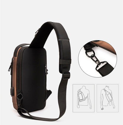 Mochila impermeável com entrada USB para carregamento de bateria de telefone celular e bloqueio/trava antifurto Rede Canan