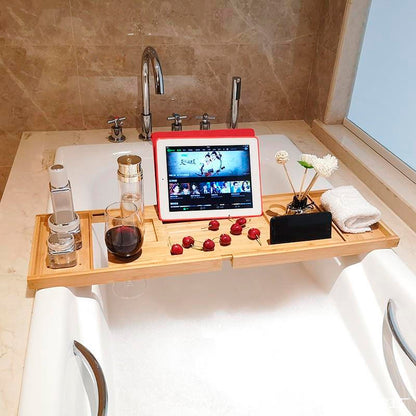 Mesa para banheira com suporte acoplado para iPad/Tablet e celular Rede Canan