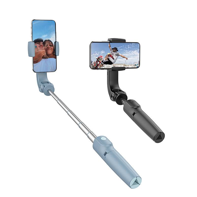 Suporte estabilizador para telefone celular 3 em 1 com base rosquiável para tripé, bastão extensível e com inclinação ajustável e rotação de até 360º (acompanha controle remoto) Rede Canan