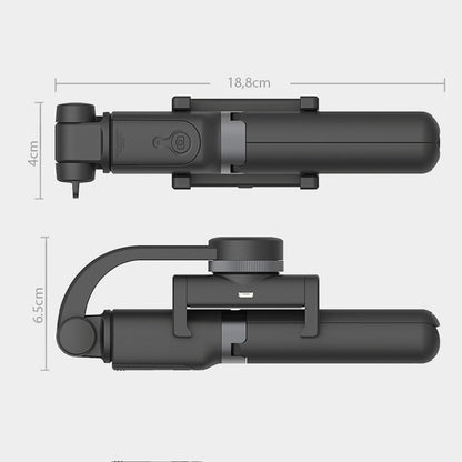 Suporte estabilizador para telefone celular 3 em 1 com base rosquiável para tripé, bastão extensível e com inclinação ajustável e rotação de até 360º (acompanha controle remoto) Rede Canan
